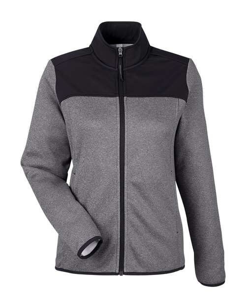 CORE365 CE74W Women's Venture Heathered Stripe Hybrid Jacket in Black/ White