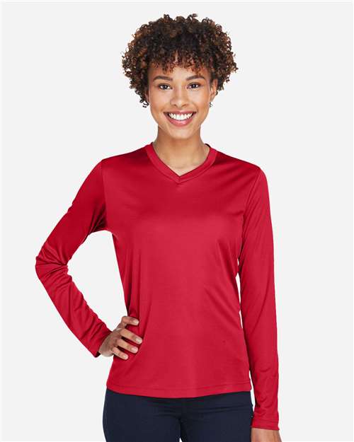 Team 365 TT11WL Women's Zone Performance Long Sleeve T-Shirt in Sport Red