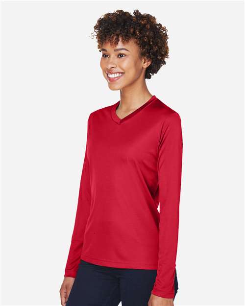 Team 365 TT11WL Women's Zone Performance Long Sleeve T-Shirt in Sport Red