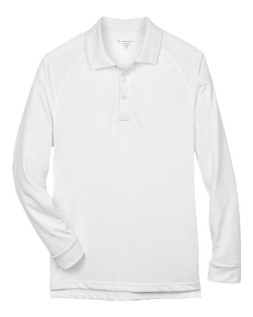 Harriton M211L Men's Advantage Long Sleeve Tactical Polo in White