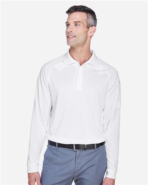 Harriton M211L Men's Advantage Long Sleeve Tactical Polo in White