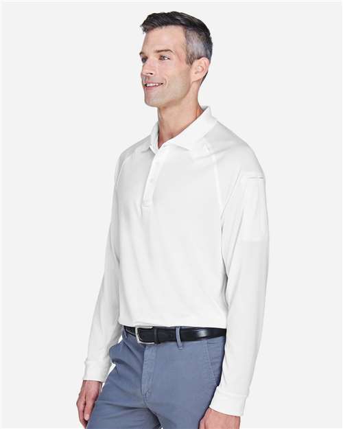 Harriton M211L Men's Advantage Long Sleeve Tactical Polo in White