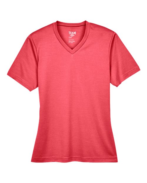 Team 365 TT11HW Women's Sonic Heather Performance T-Shirt in Sport Red Heather