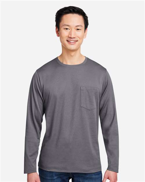 Harriton M118L Unisex Charge Snag and Soil Protect Long Sleeve T-Shirt in Dark Charcoal