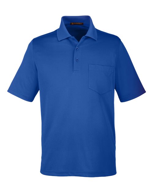 Harriton M348P Men's Advantage Snag Protection Plus IL Pocket Polo in True Royal