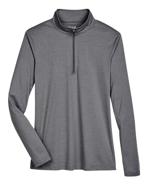 Team 365 TT31HW Women's Zone Sonic Heather Performance Quarter-Zip Pullover in Dark Grey Heather