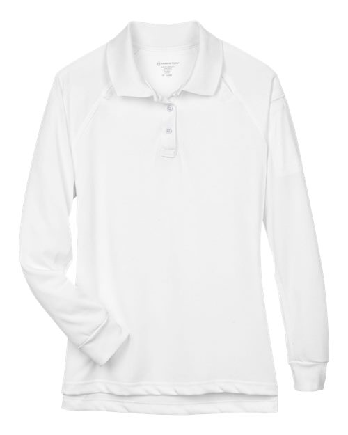 Harriton M211LW Women's Advantage Long Sleeve Tactical Polo in White