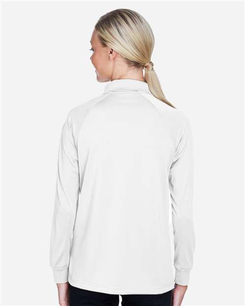 Harriton M211LW Women's Advantage Long Sleeve Tactical Polo in White