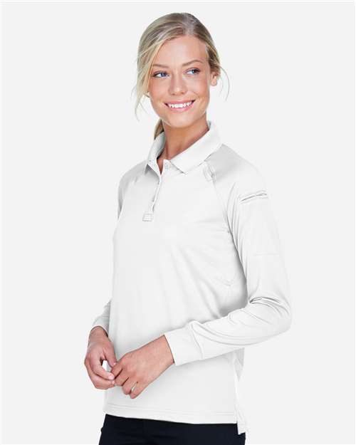 Harriton M211LW Women's Advantage Long Sleeve Tactical Polo in White