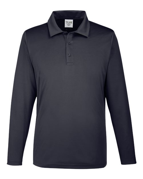 Team 365 TT51L Men's Zone Performance Long Sleeve Polo in Black