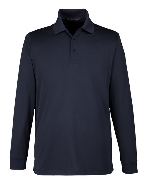 Harriton M348L Men's Advantage Snag Protection Plus IL Long Sleeve Polo in Dark Navy