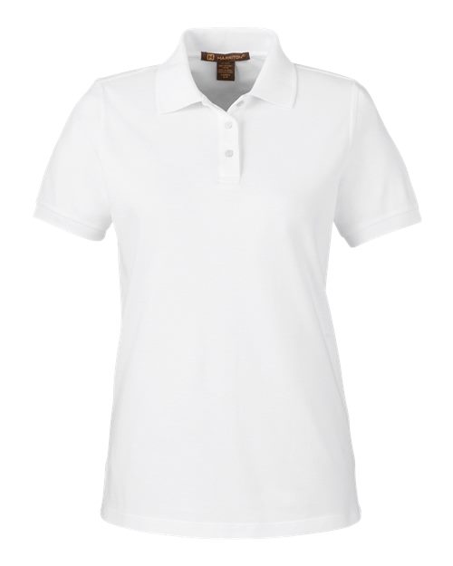 Harriton M205W Women's Valiant Cotton Snag Protect Polo in White
