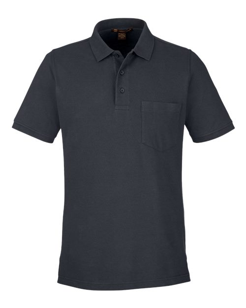 Harriton M205P Men's Valiant Cotton Snag Protect Pocket Polo in Dark Charcoal