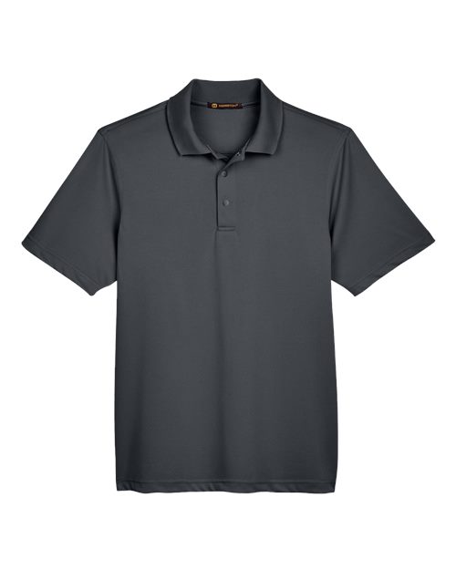 Harriton M345 Men's Advantage Snag Protection Plus IL Snap Placket Polo in Dark Charcoal