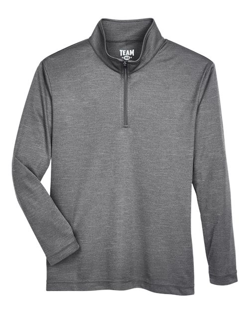 Team 365 TT31HY Youth Zone Sonic Heather Performance Quarter-Zip Pullover in Dark Grey Heather