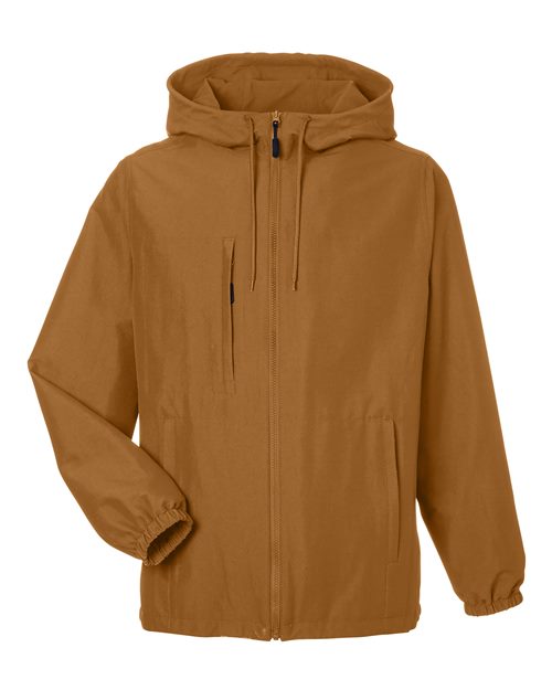 Harriton M73 Unisex Flex Twill Hooded Jacket in Duck Brown