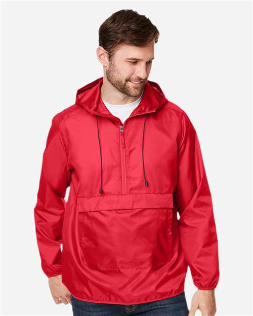Team 365 TT77 Unisex Zone Protect Packable Anorak Jacket in Sport Red