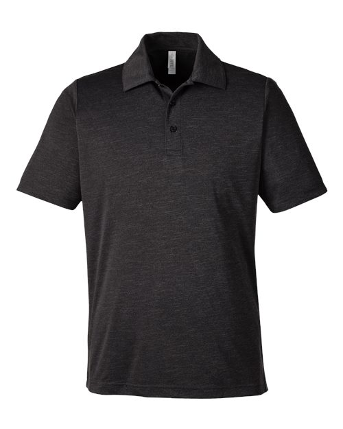 Team 365 TT51H Men's Zone Sonic Heather Performance Polo in Black Heather