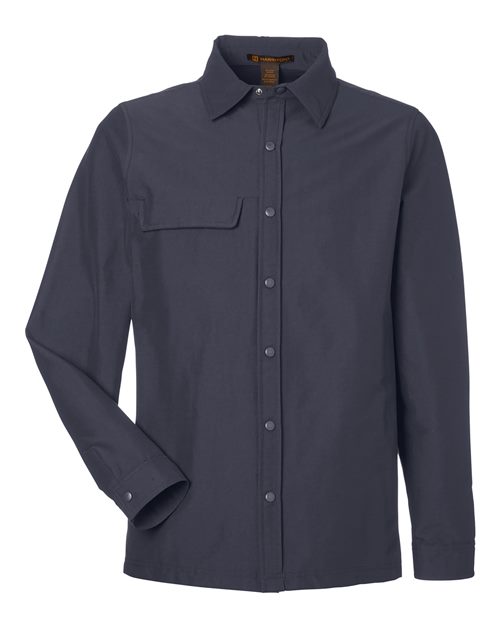 Harriton M72 Unisex Flex Twill Overshirt Jacket in Dark Charcoal