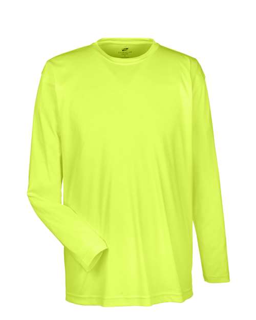UltraClub 8422 Men's Cool & Dry Sport Long Sleeve Performance Interlock T-Shirt in Bright Yellow