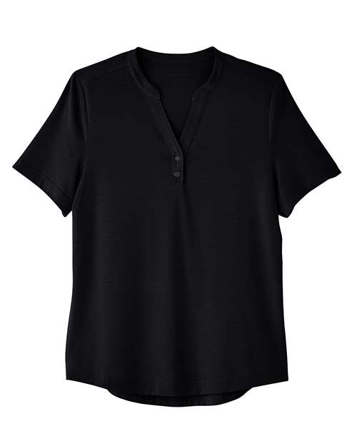 North End NE100W Women's JAQ Snap-Up Stretch Performance Polo in Black