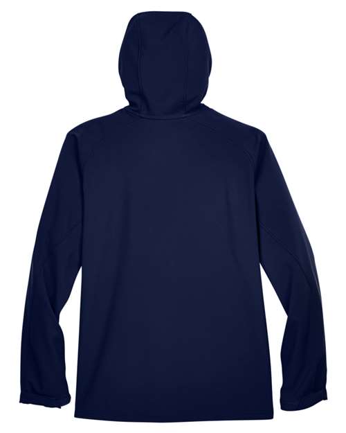 North End 88166 Men's Prospect Two-Layer Fleece Bonded Soft Shell Hooded Jacket in Classic Navy
