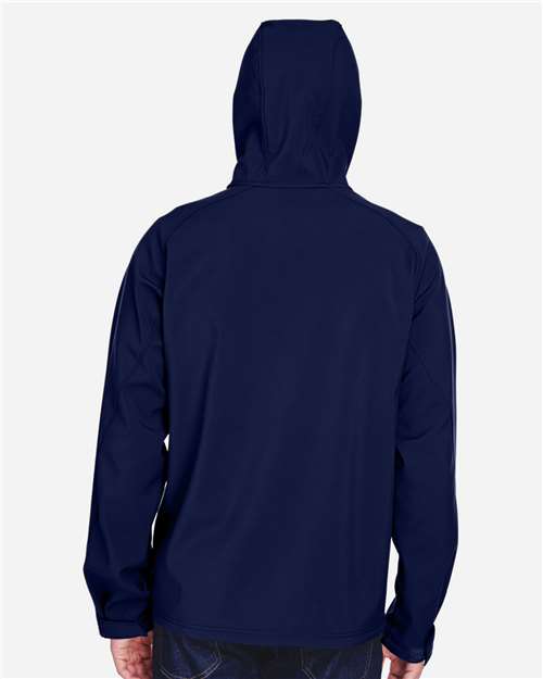 North End 88166 Men's Prospect Two-Layer Fleece Bonded Soft Shell Hooded Jacket in Classic Navy