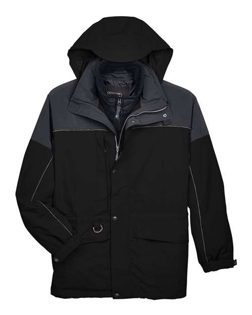 North End 88006 Men's 3-in-1 Two-Tone Parka in Black