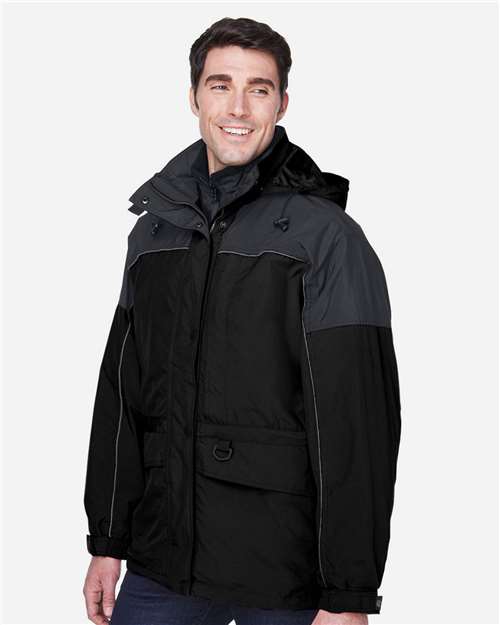North End 88006 Men's 3-in-1 Two-Tone Parka in Black