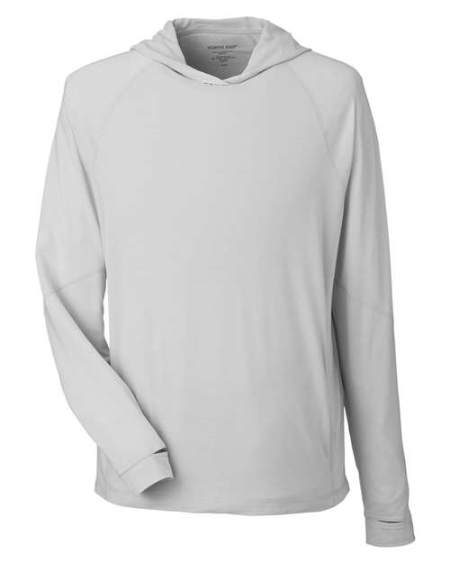 North End NE105 Unisex JAQ Stretch Performance Hooded Long Sleeve T-Shirt in Platinum