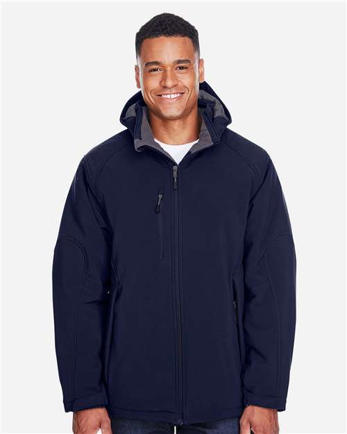 North End 88159 Men's Glacier Insulated Three-Layer Softshell with Detachable Hood in Classic Navy