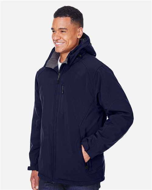 North End 88159 Men's Glacier Insulated Three-Layer Softshell with Detachable Hood in Classic Navy