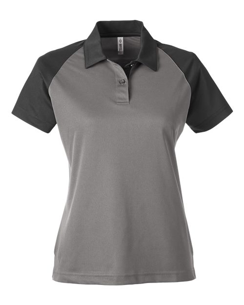 Team 365 TT21CW Women's Command Snag-Protection Colorblock Polo in Sport Graphite/ Black