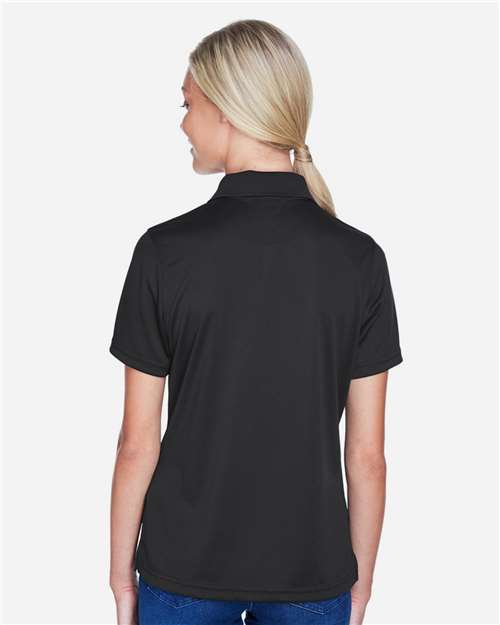 Harriton M345W Women's Advantage Snag Protection Plus IL Snap Placket Polo in Black