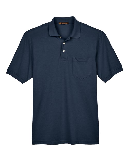 Harriton M265P Men's Easy Blend Polo with Pocket in Navy