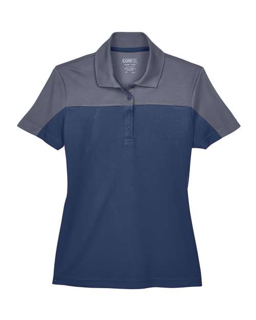 CORE365 CE101W Women's Balance Colorblock Performance Piqué Polo in Classic Navy/ Carbon