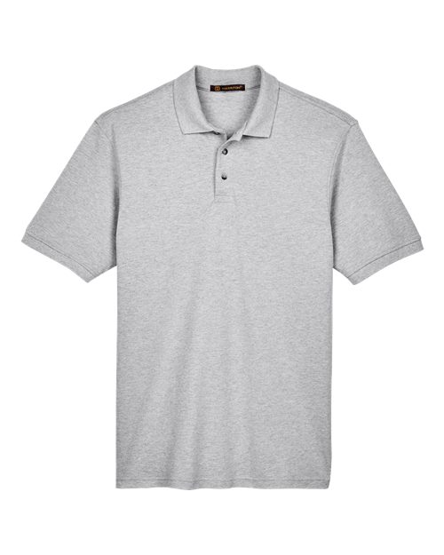 Harriton M200T Men's Tall Cotton Pique Polo in Grey Heather