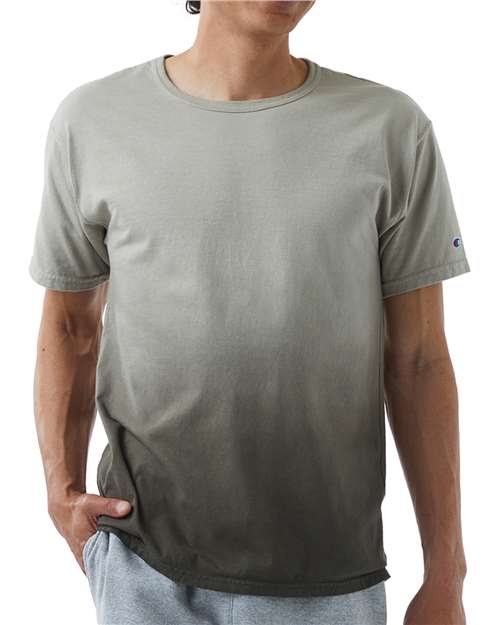 Champion CD100D Unisex Classic Jersey Dip Dye T-Shirt in Army Ombre