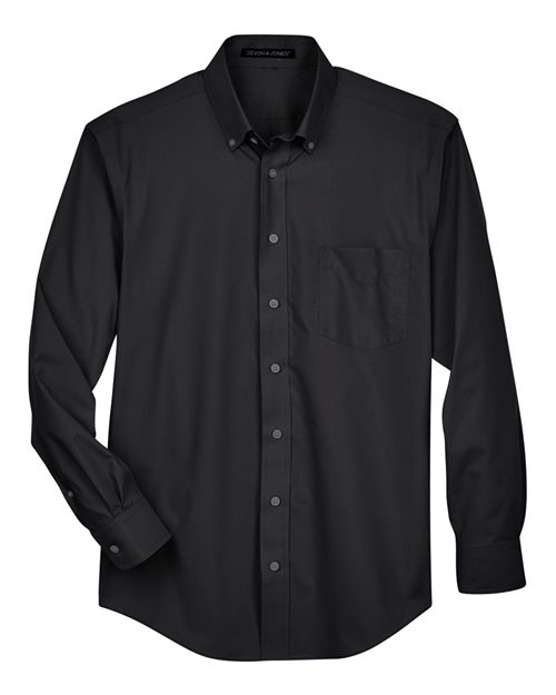 Devon & Jones D620 Men's Crown Collection Broadcloth Woven Dress Shirt in Black