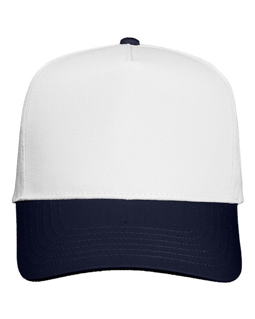 Valucap 8869 Five-Panel Twill Cap in White/ Navy