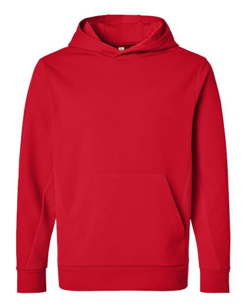 Team 365 TT400 Unisex Squad Hooded Tech Fleece Pullover in Sport Red