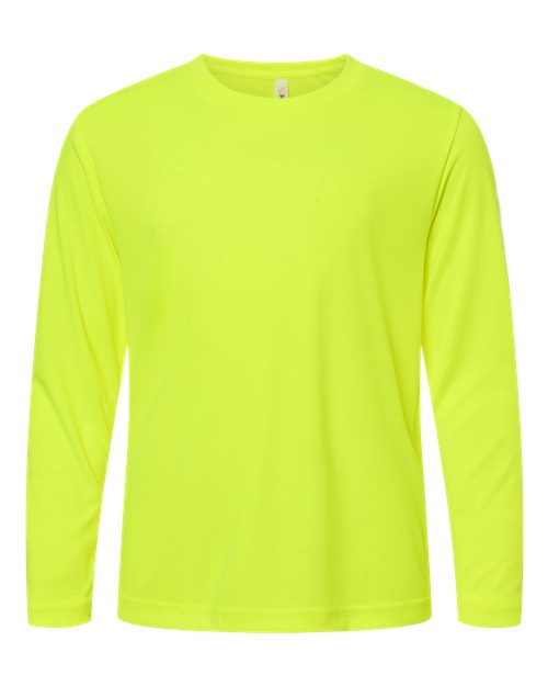 CORE365 CE10LY Youth Capital Performance Long Sleeve T-Shirt in Safety Yellow