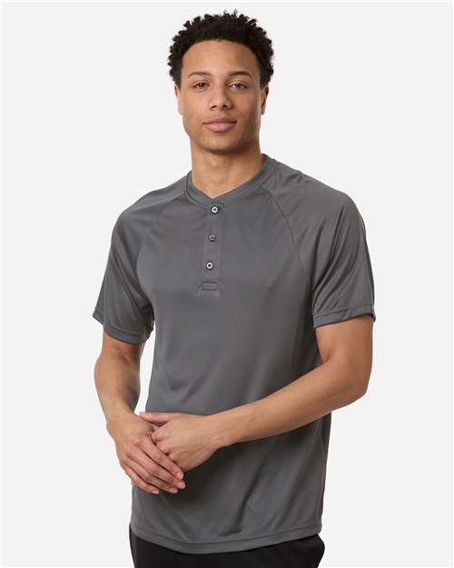 Team 365 TT11HN Men's Zone Performance Henley in Sport Graphite