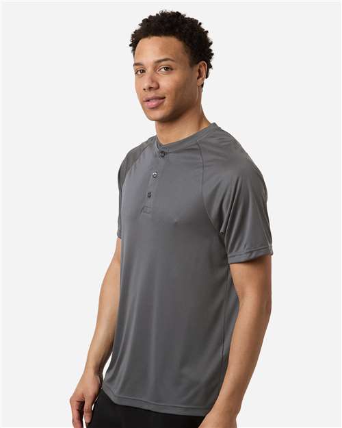 Team 365 TT11HN Men's Zone Performance Henley in Sport Graphite