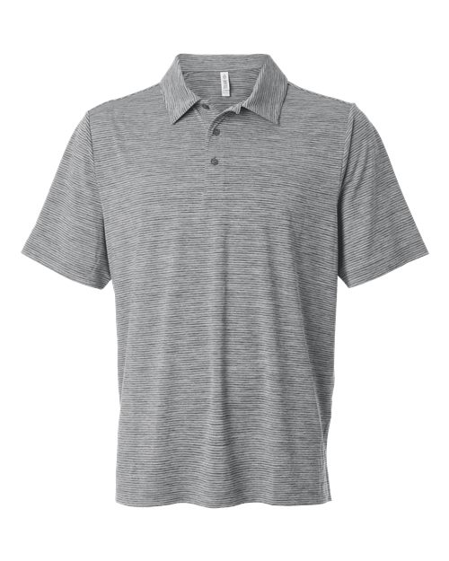 Team 365 TT125 Men's Relay Heathered Stripe Polo in Black Heather/ White