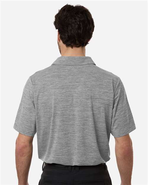 Team 365 TT125 Men's Relay Heathered Stripe Polo in Black Heather/ White
