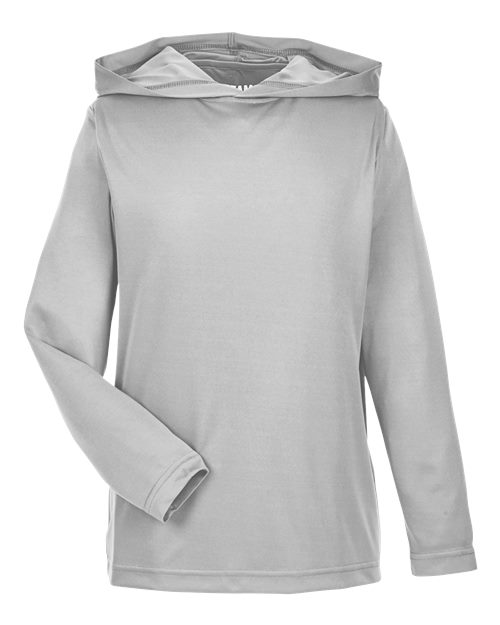 Team 365 TT41Y Youth Zone Performance Hooded Long Sleeve T-Shirt in Sport Silver