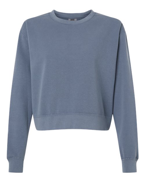 Comfort Colors 1566L Women's Garment-Dyed Mid-Length Crewneck Sweatshirt in Blue Jean