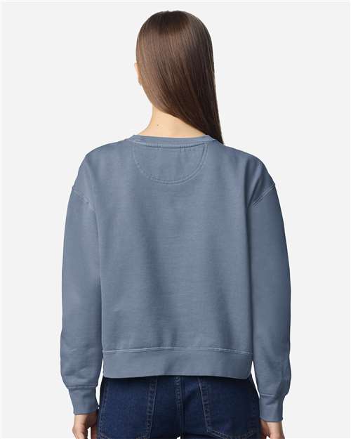 Comfort Colors 1566L Women's Garment-Dyed Mid-Length Crewneck Sweatshirt in Blue Jean