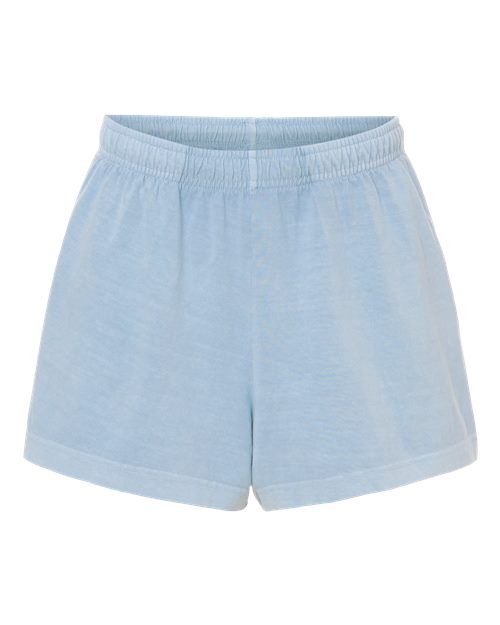 BELLA + CANVAS 6824GD Women's Garment-Dyed Shorts in Light Washed Denim